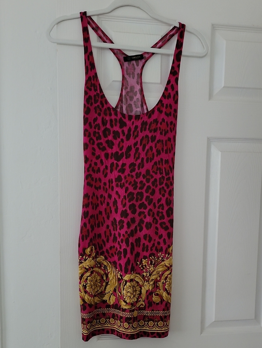 Versace Pink and Gold Beachwear with Leopard Classic Motif